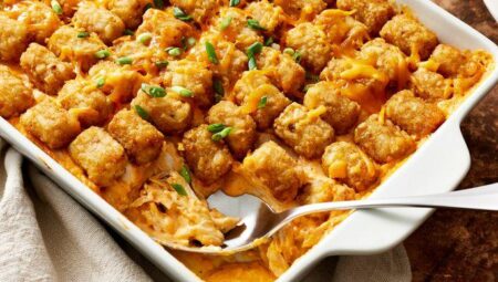 Buffalo Chicken Tater Tot Casserole