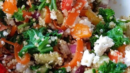 Kale, Quinoa, and Avocado Salad with Lemon Dijon Vinaigrette