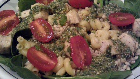 Pasta with Cilantro Pesto and Barley