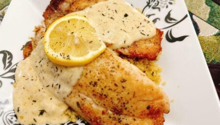 Tilapia with Lemon-Boursin Cream Sauce