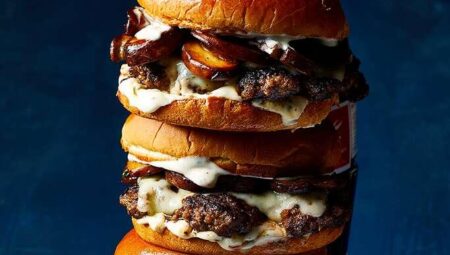 Mushroom Swiss Smash Burgers with Truffle Sauce