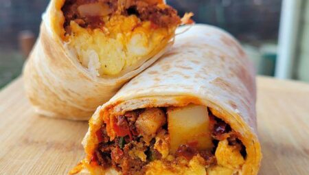 Breakfast Burrito with Potatoes and Chorizo